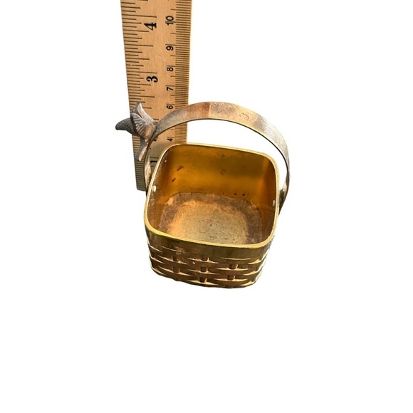 Aldon Japan Woven Brass Basket Trinket Dish with Bird - Picture 5 of 7